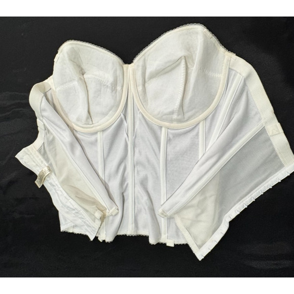 Dominique White Rachelle Satin Strapless Corset Bustier Bra Sz 40DD Item #8950 - Picture 9 of 10